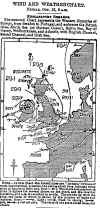 A weather map which appeared in the Western Mail on 15 October 1886